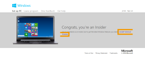 「install Technical Preview」をクリック